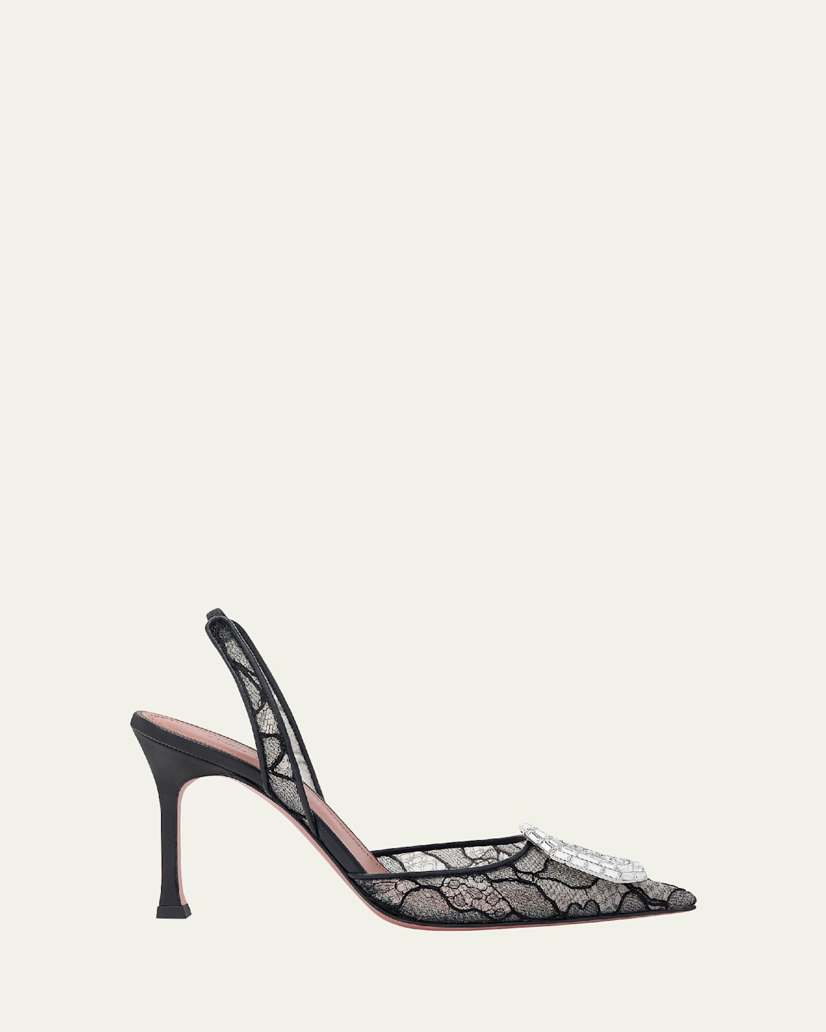 Amina Muaddi Camelia 90 Lace Slingback Pumps In Black