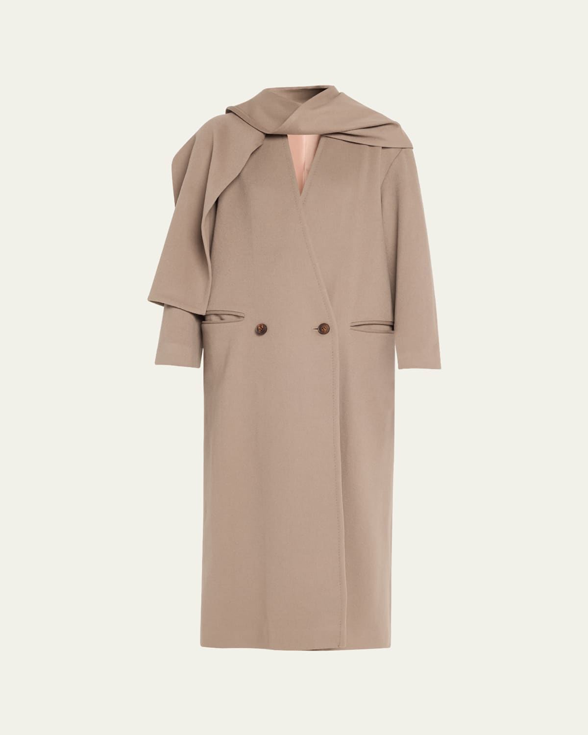 Vince Wool Maxi Coat with Detachable Scarf