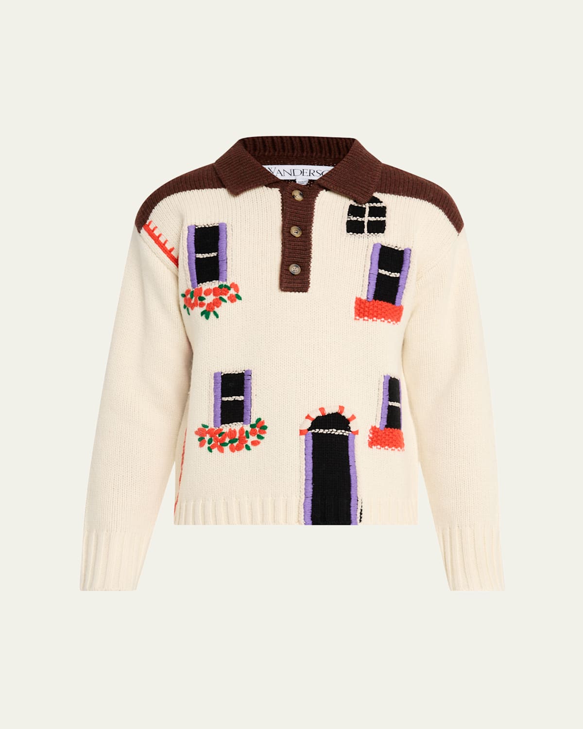 Jw Anderson Maglione A Polo House In Flax