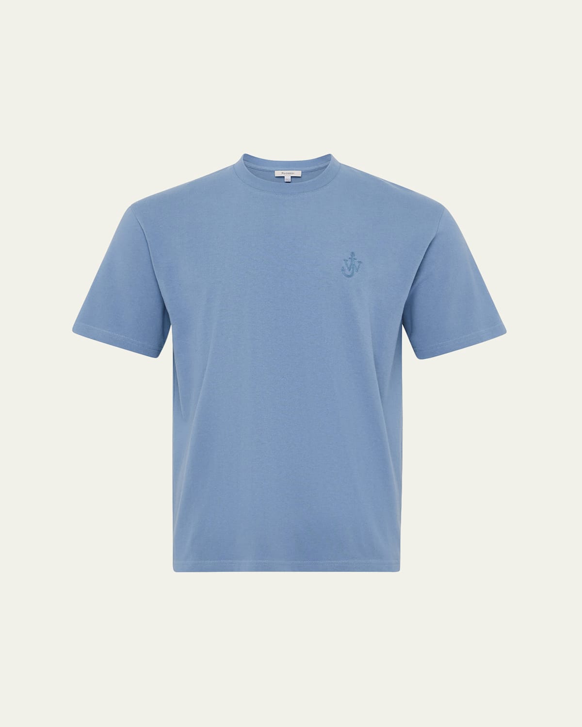 Jw Anderson Anchor Logo Embroidered Cotton T-shirt In Blue