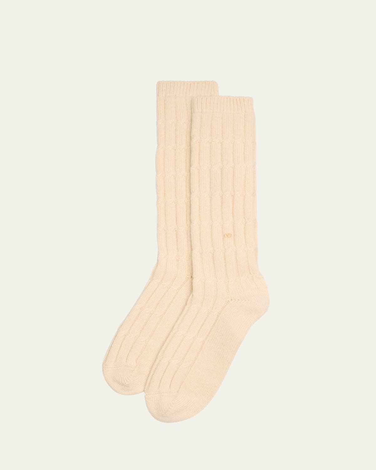 Valentino Men's Cashmere-blend Crew Socks In 581 Burro