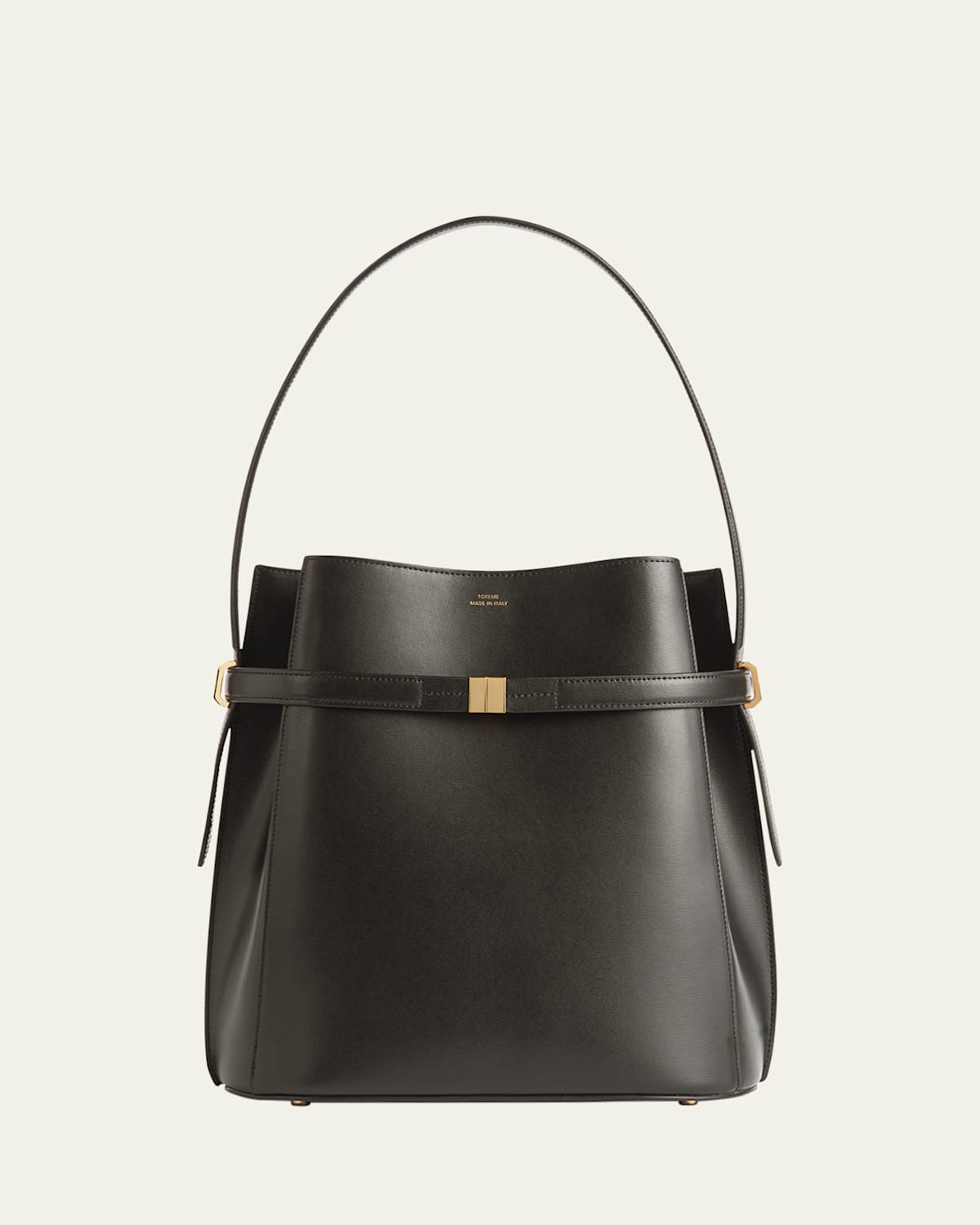 Totême Belted Napa Leather Bucket Bag In Brown