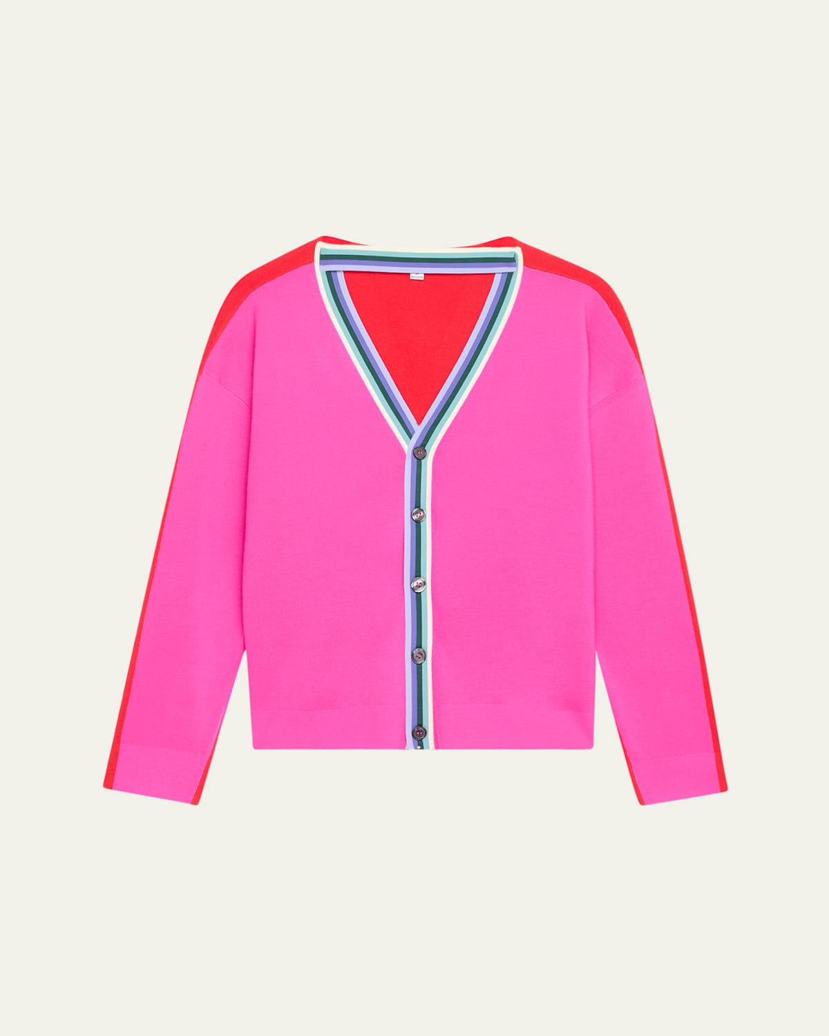 Colorblock Convertible Wool Cardigan