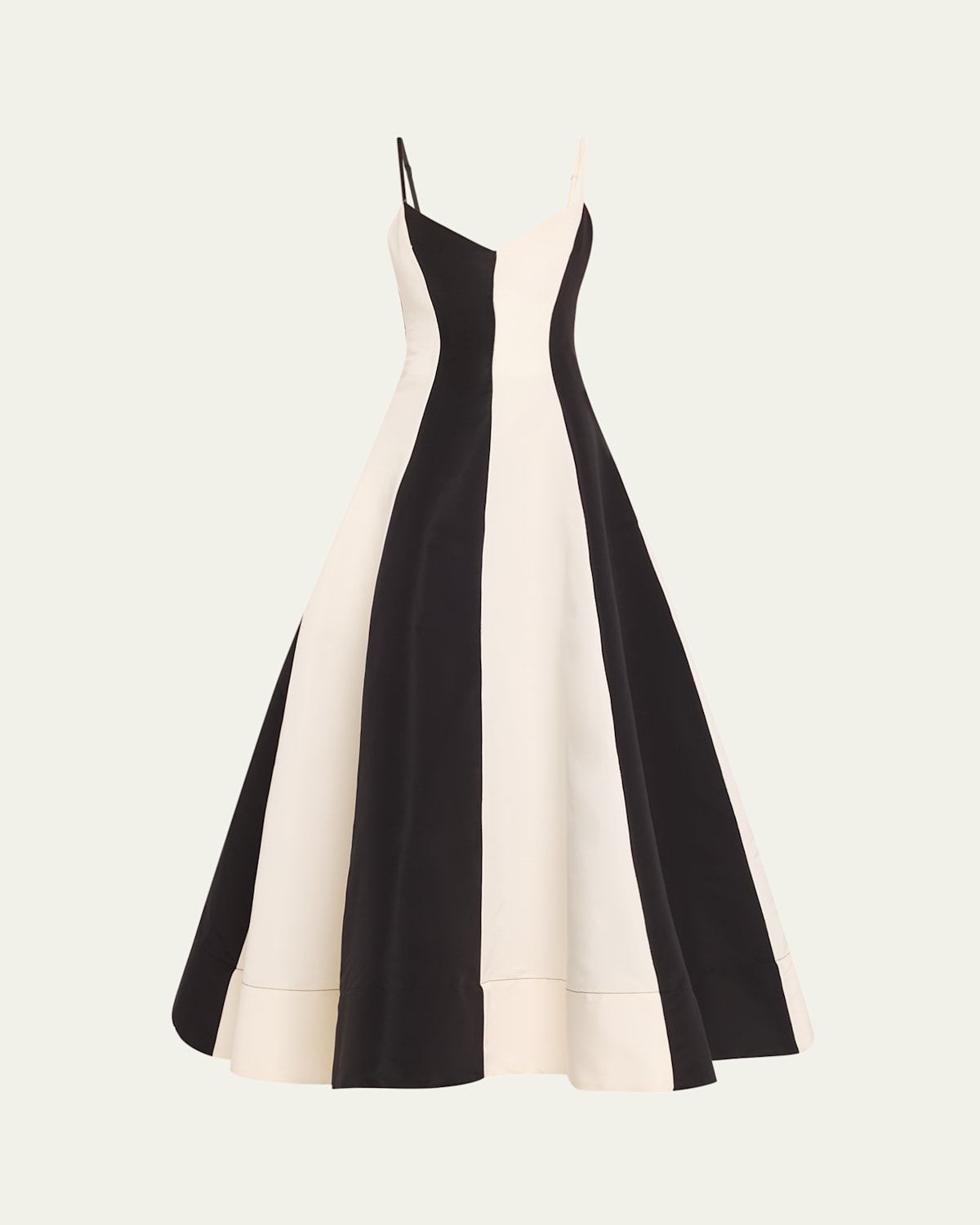 Stripe Colorblock V-Neck Evening Gown