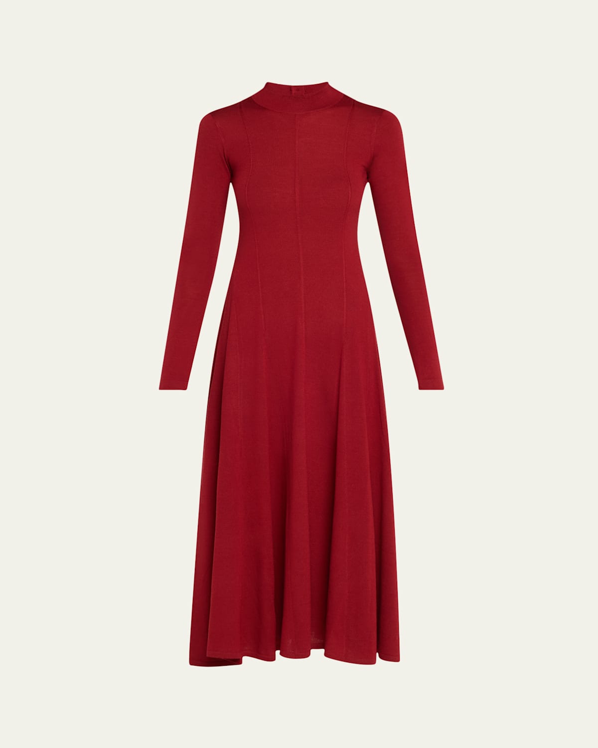 Godet Button Wool Maxi Dress