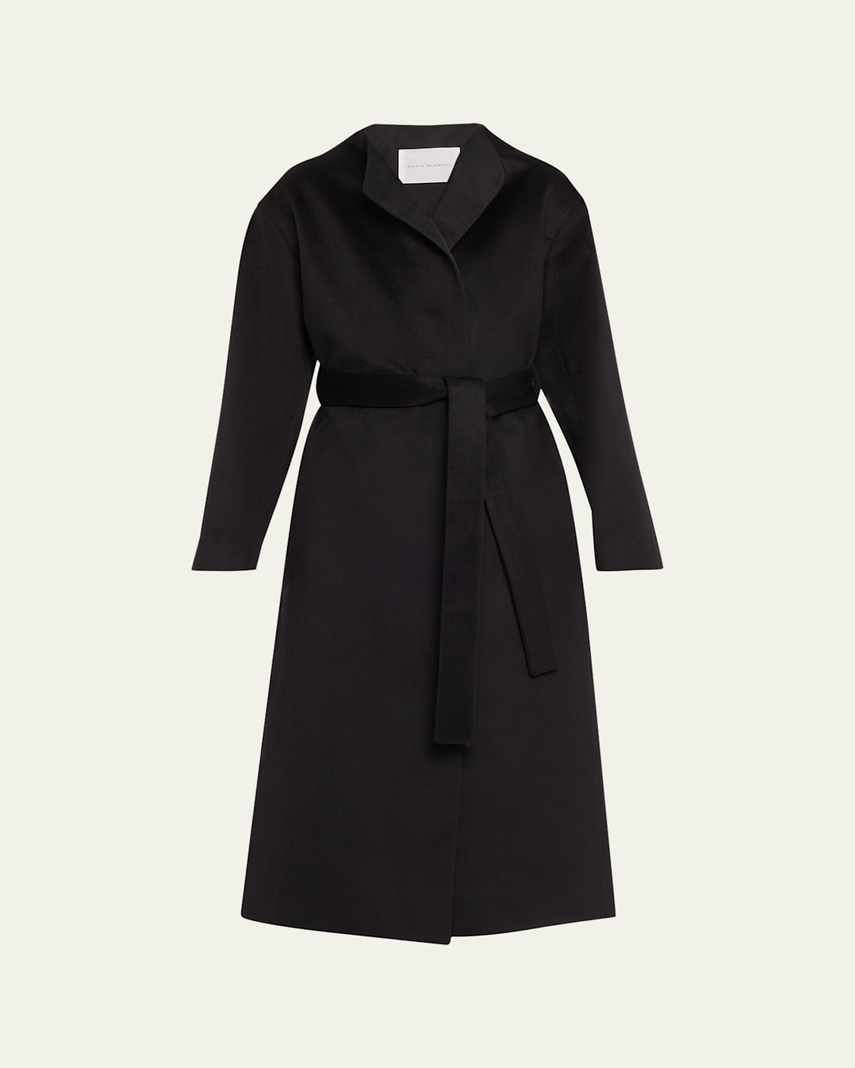 Long Self-Tie Wool Wrap Coat