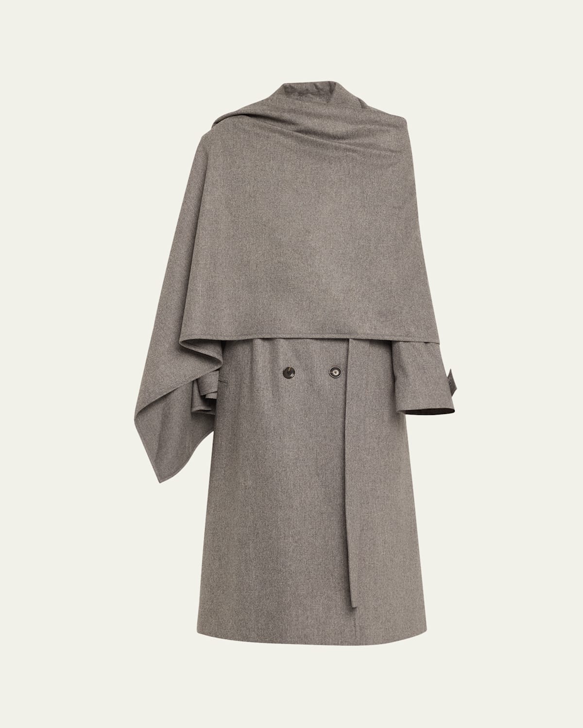 Double-Breasted Wool Cashmere Cloak Trench Coat