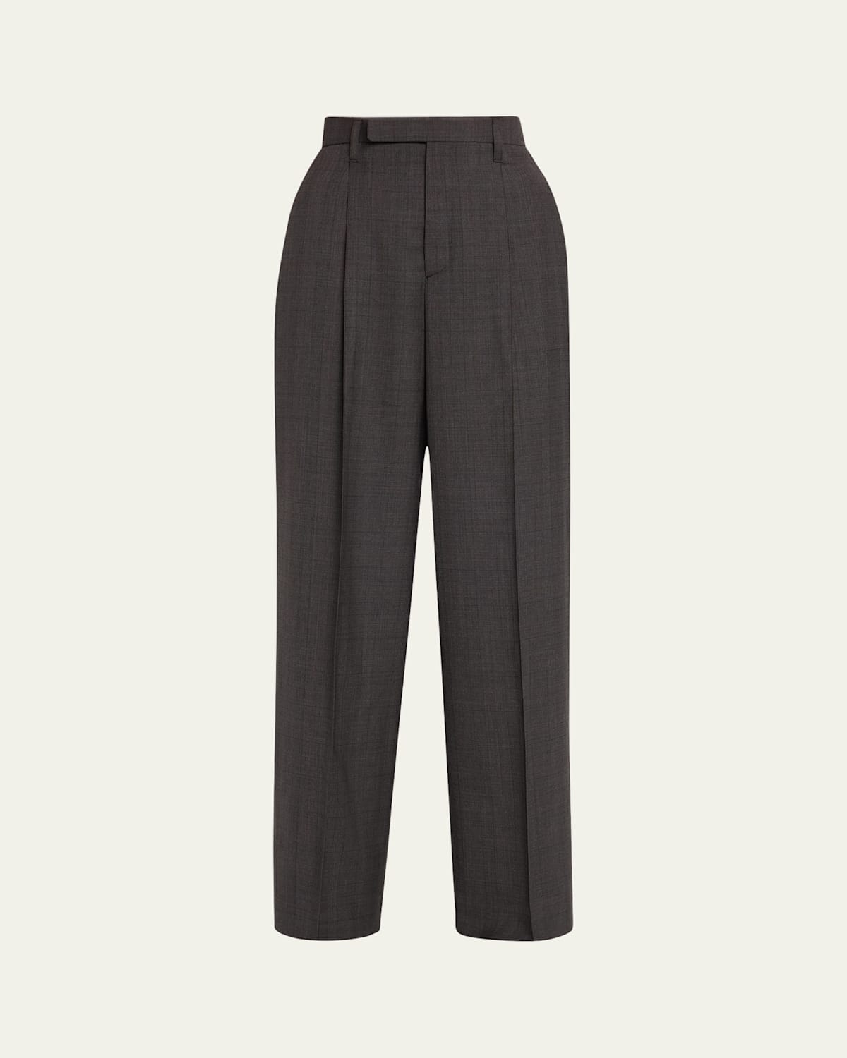 Pleated Wide Leg Wool Trousers