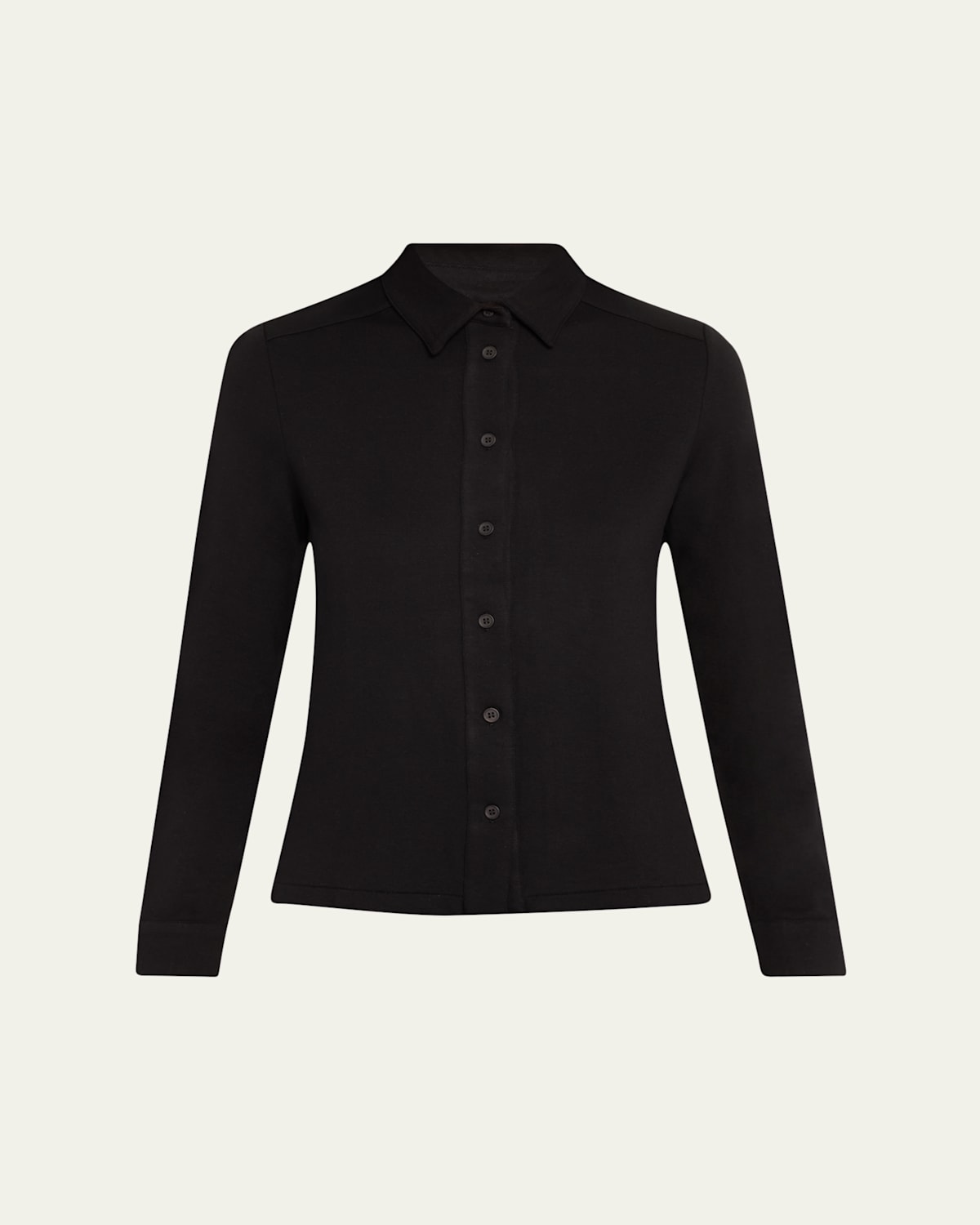 Shop Majestic Button-down French Terry Shirt In Noir