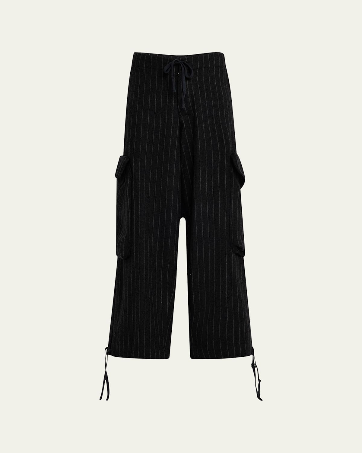 Men's Pinstripe Wide-Leg Cargo Pants