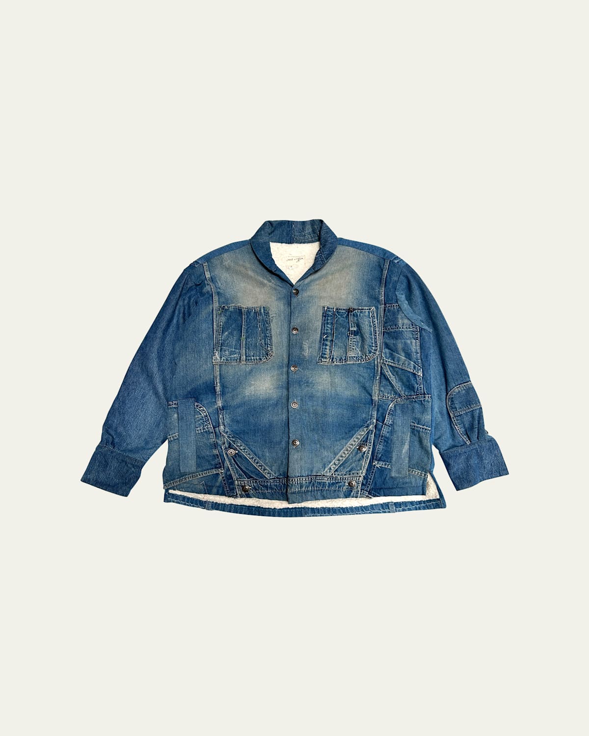 Men's Sherpa-Lined Denim Shawl Jacket