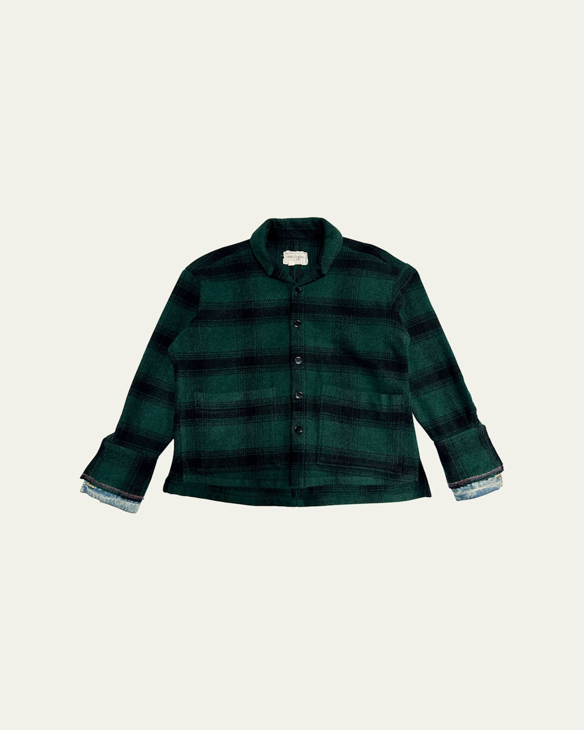 Men's Boxy Plaid Shawl-Collar Overshirt