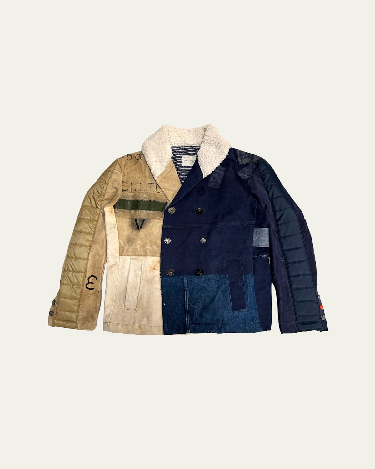 Men's Mixed-Media Colorblock Peacoat