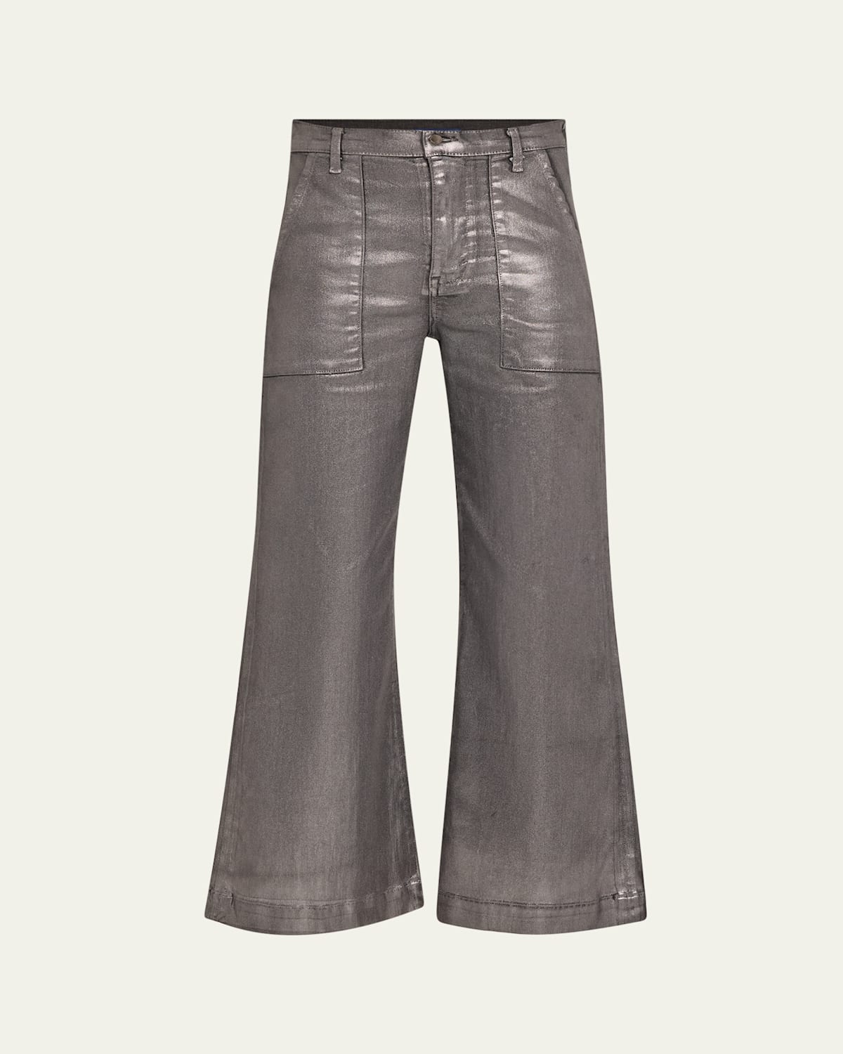 Ramy Brook Clifford Cropped Metallic Jeans In Gunmetal Metallic Denim