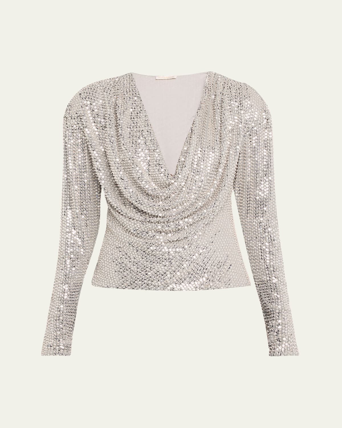 RAMY BROOK LEON SEQUINED COWL-NECK BLOUSE 