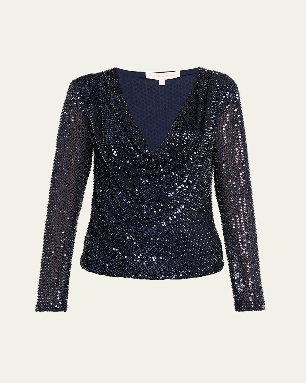 Ramy Brook Leon Sequined Cowl-neck Blouse