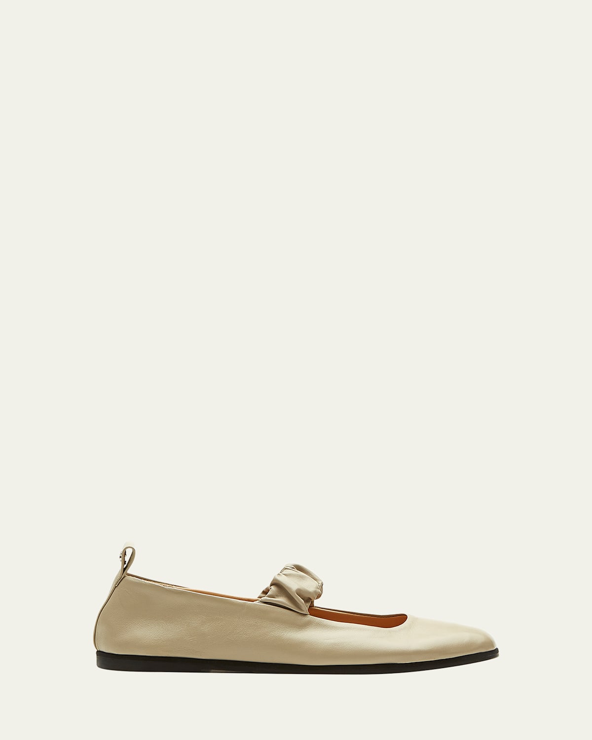 La Canadienne Grey Leather Mary Jane Ballerina Flats In Sand