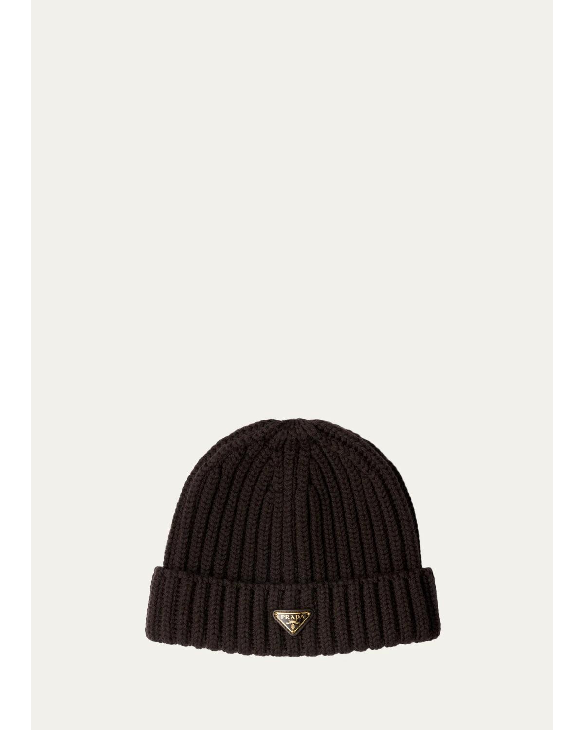 Prada Knitted Virgin Wool Beanie In F0003 Moro