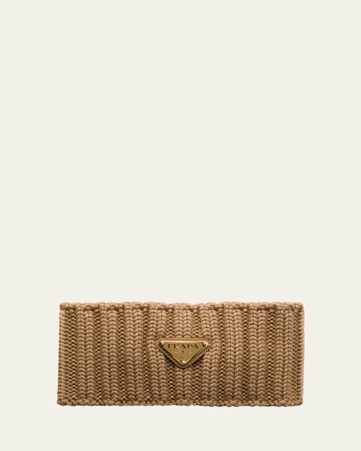 Shop Prada Knit Virgin Wool Headband In F0040 Cammello