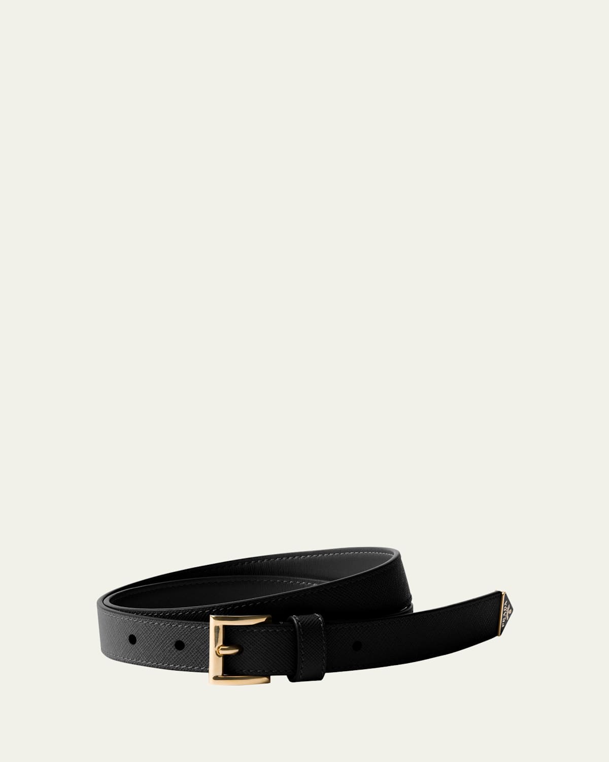 PRADA TRIANGLE CALF LEATHER BELT 