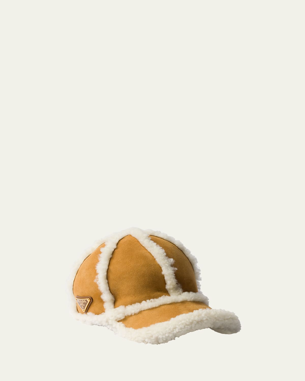 Prada Suede Shearling Baseball Cap In F0151 Miele