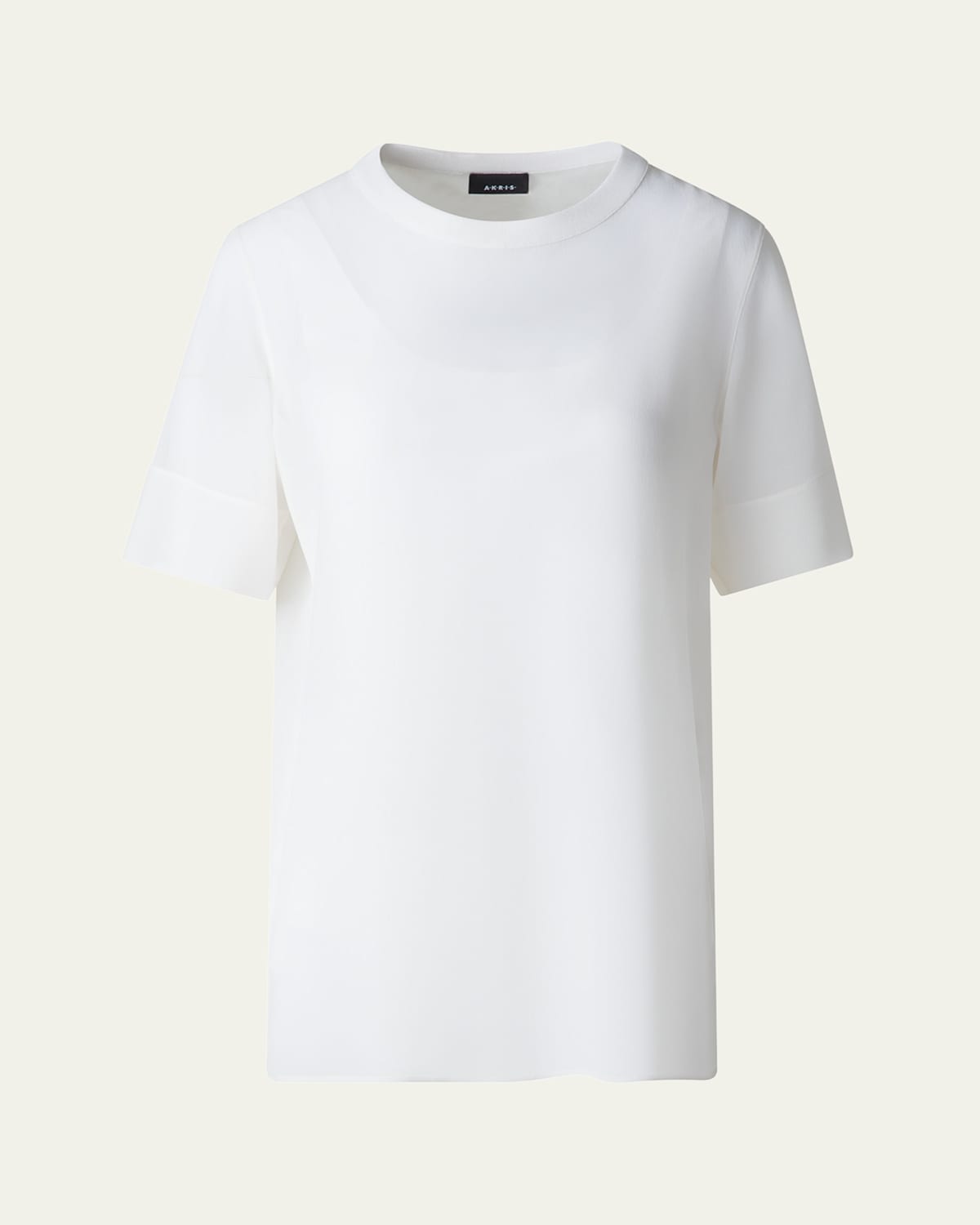 Shop Akris Round Neck Silk Georgette Blouse In Ecru