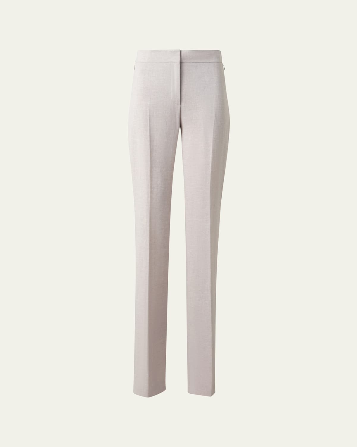 Shop Akris Carl Twisted Linen Double-face Straight-leg Pants In Greige