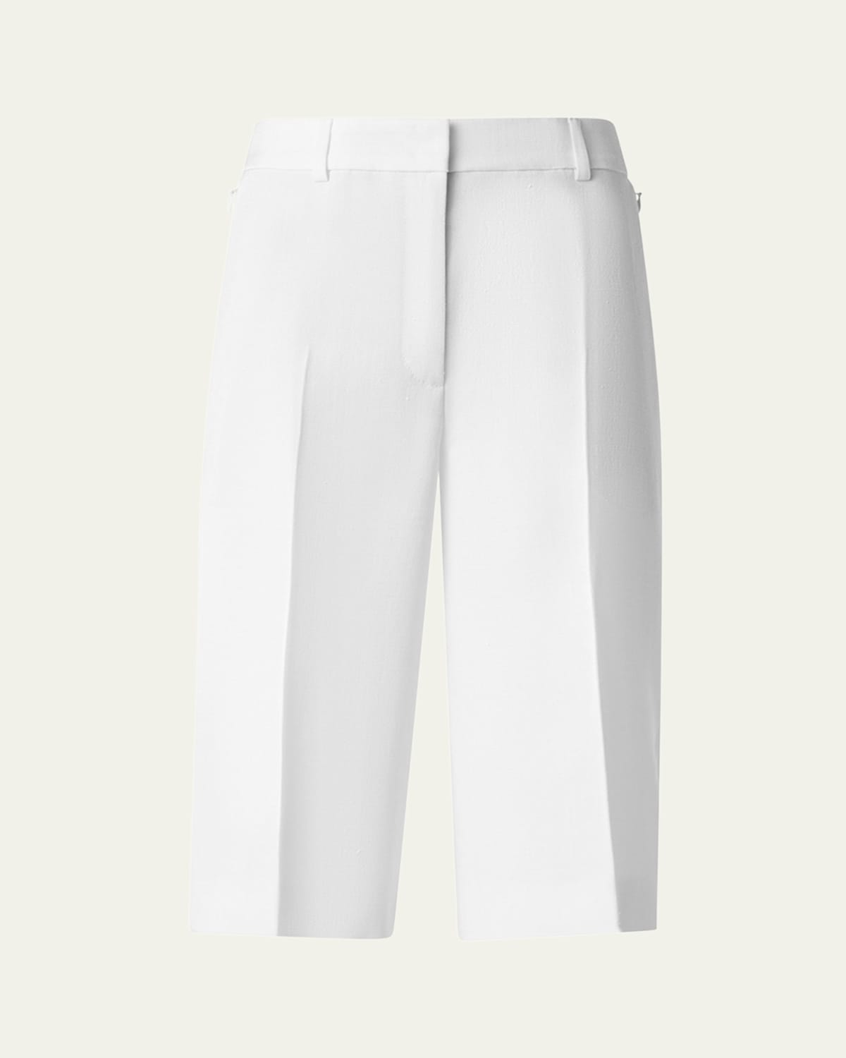 Akris Wide-leg Crop Cotton Twill Pants In Pure White