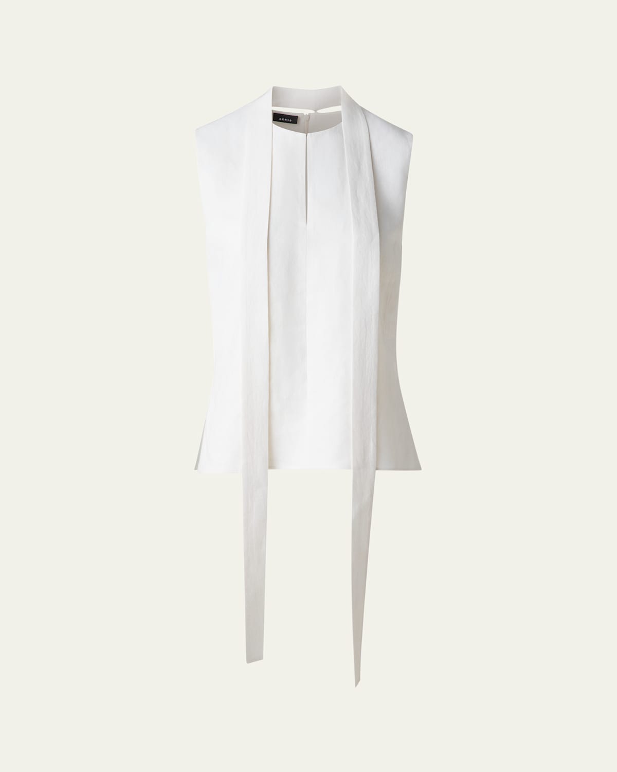 Shop Akris Neck-tie Stonewash Twisted Linen-blend Sleeveless Blouse In Ecru