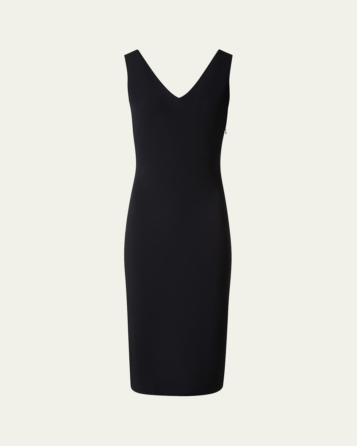 Akris V-neck Sleeveless Knit Midi Dress In Black