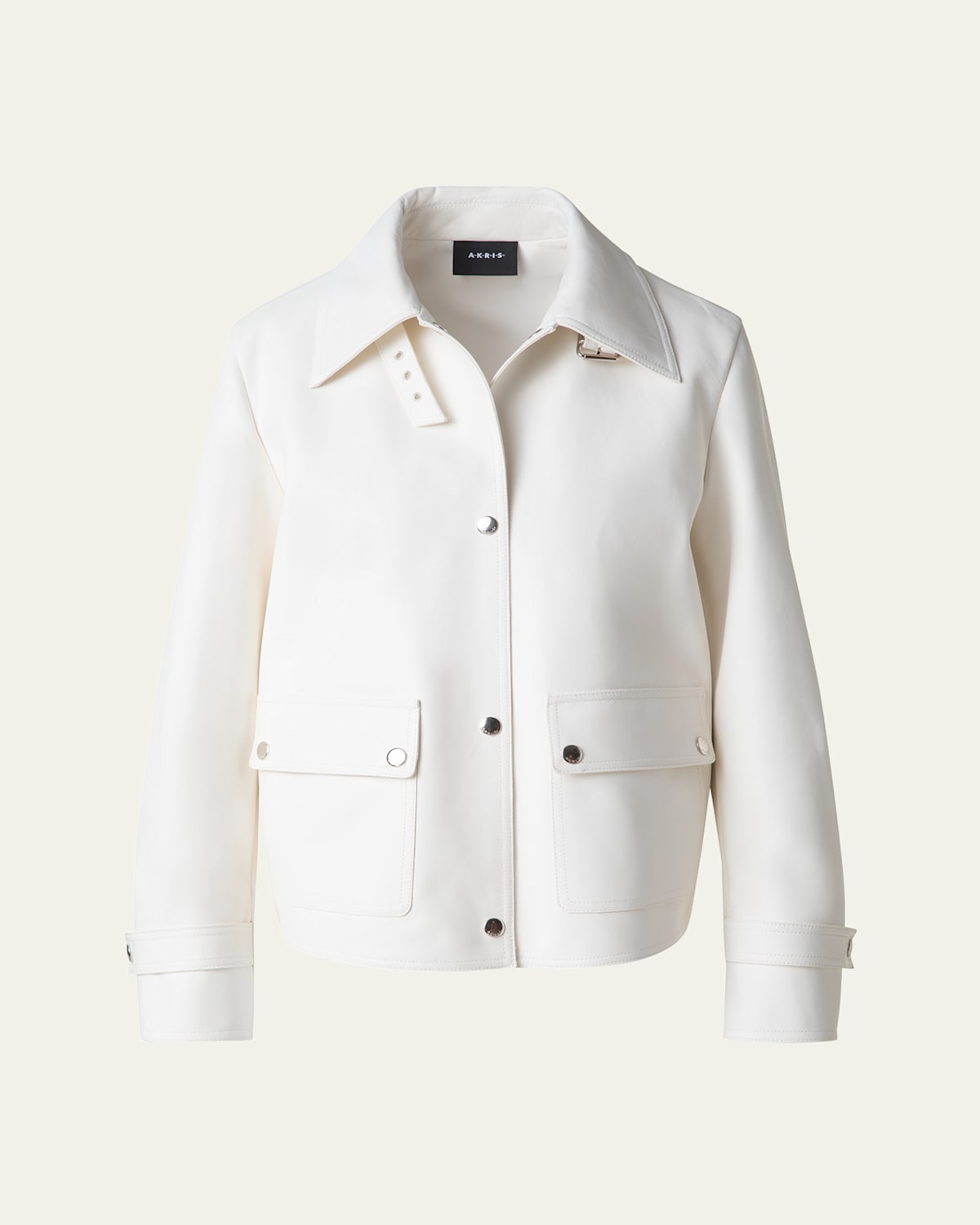 Akris Arthos Short Leather Jacket In Ecru