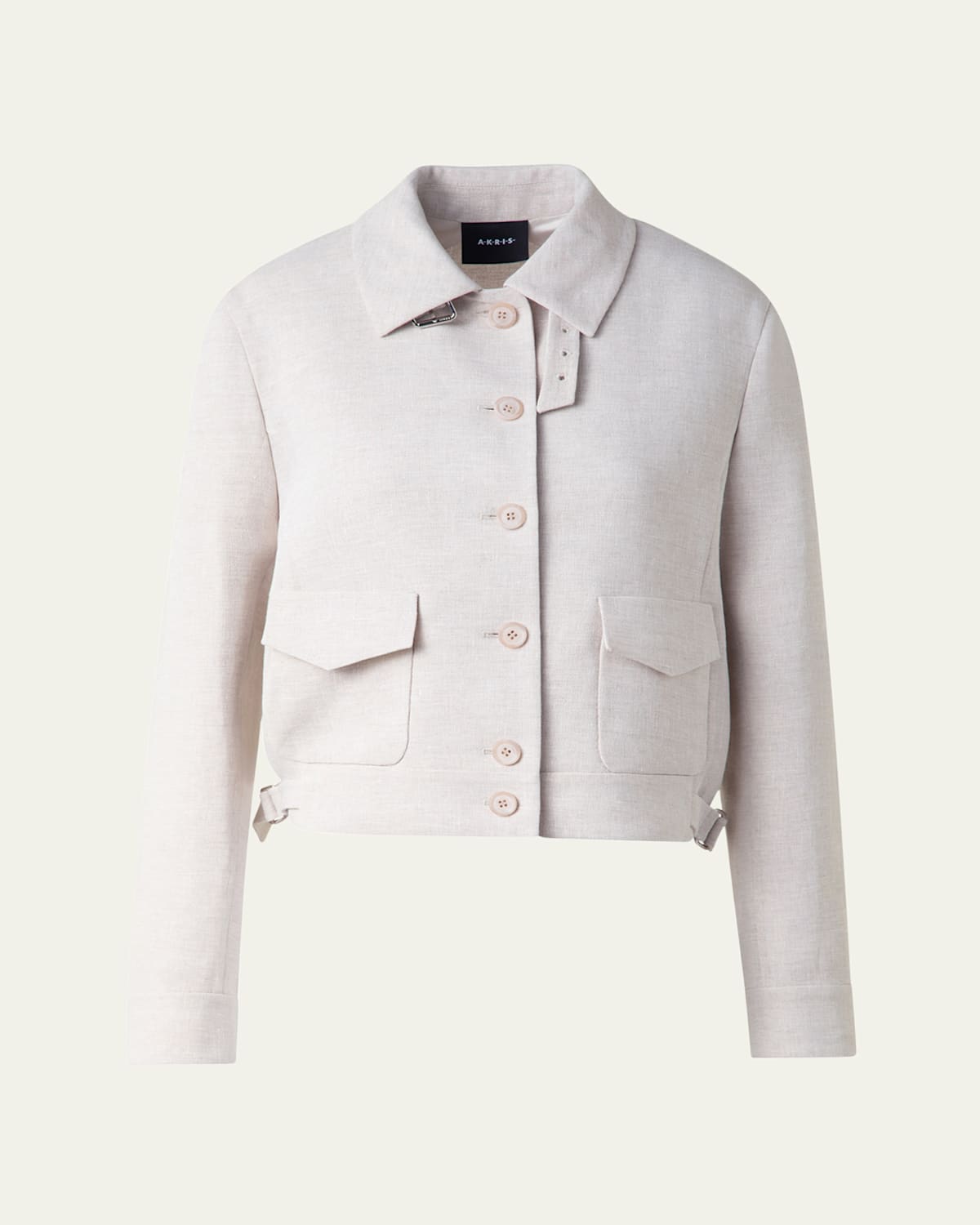 AKRIS PEER TWISTED LINEN DOUBLE-FACE JACKET 