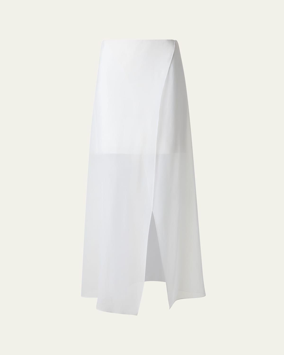 Akris Long Organza Overlay Silk Double-face Skirt In Ecru