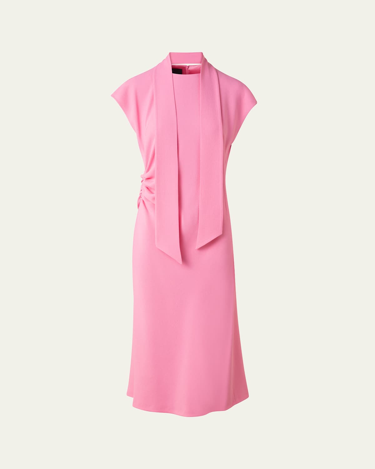 Crepe Mock-Neck Midi Dress