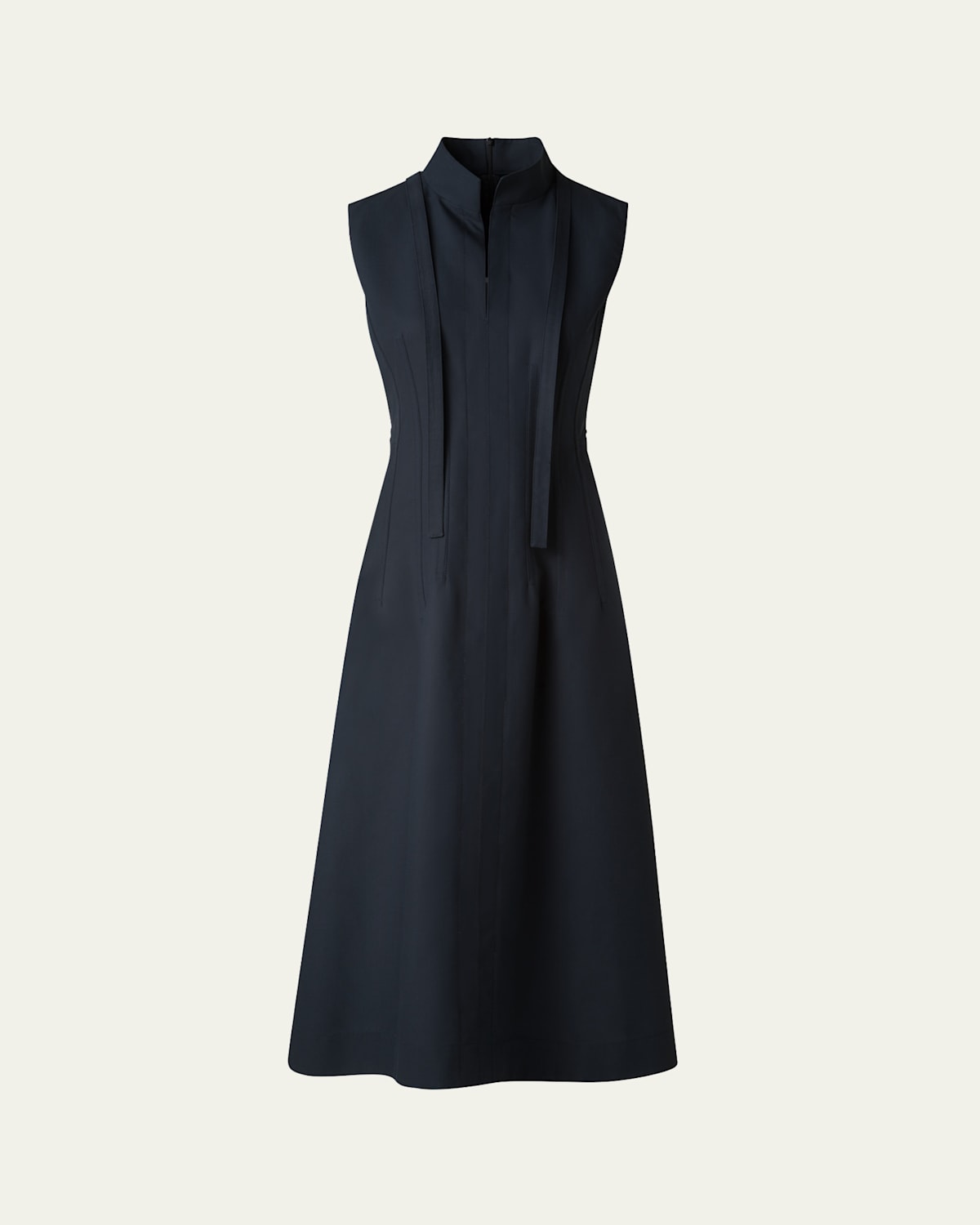 Shop Akris Fit-and-flare Cotton Midi Dress In Black