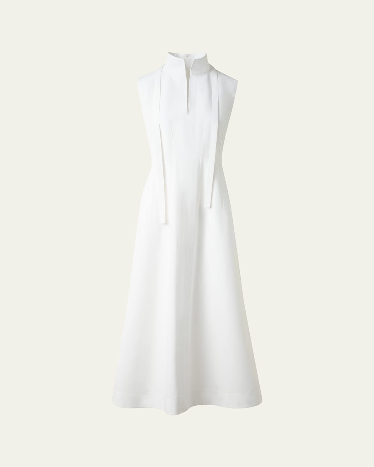 Shop Akris Fit-and-flare Cotton Midi Dress In Pure White