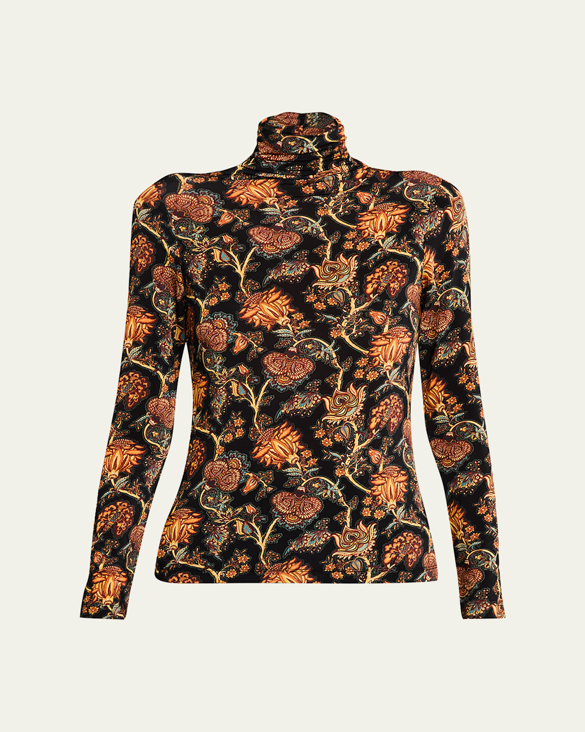 Ulla Johnson Aurelia Floral Turtleneck Top In Minuit