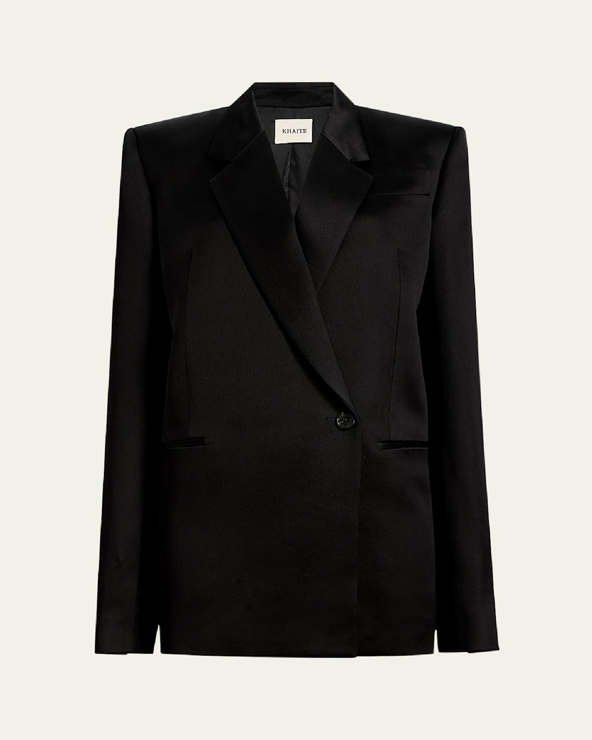 Khaite Willow Double-breasted Mikado Blazer In Black