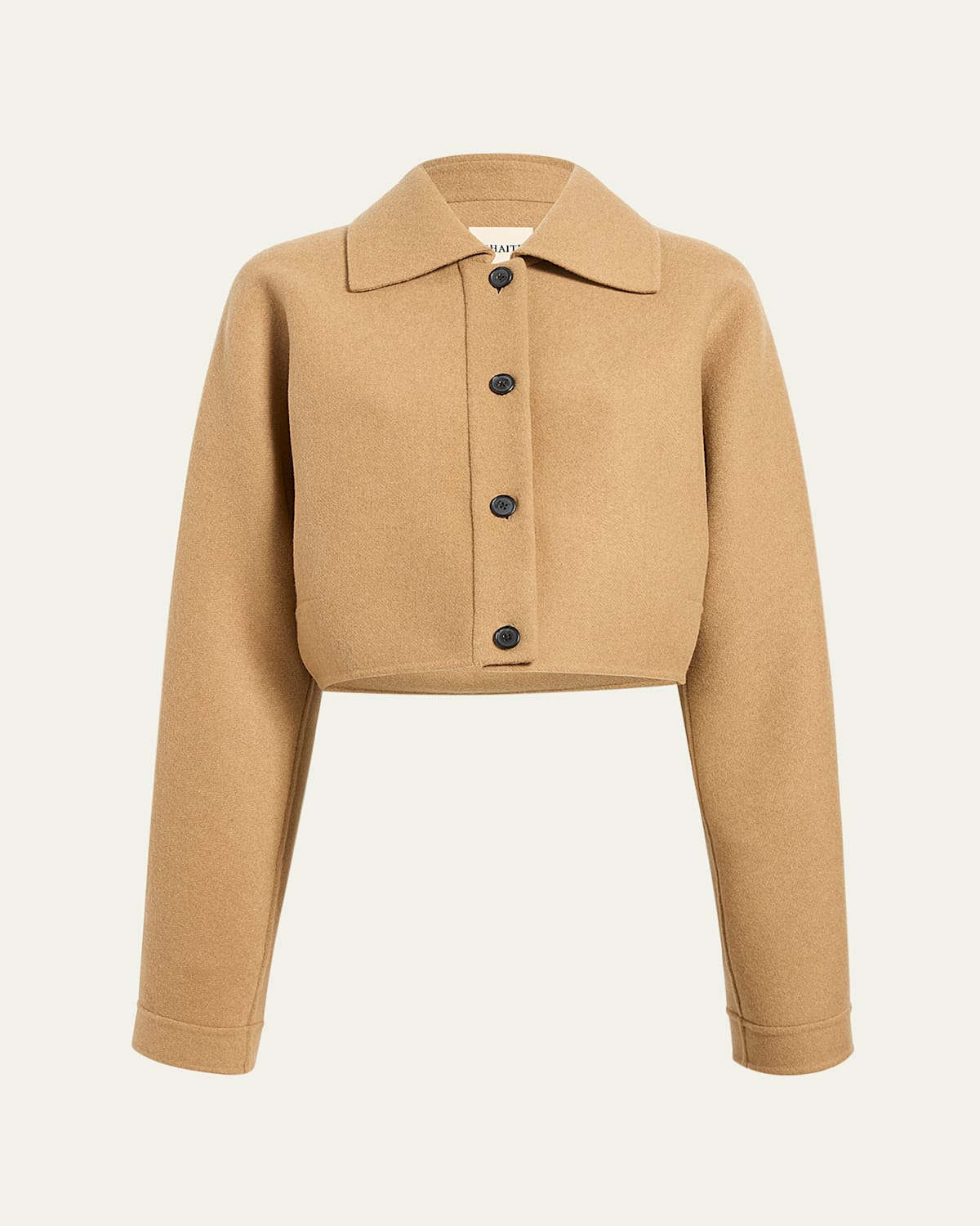 Shop Khaite Sue Cropped Double-facedwool Jacket In Camel
