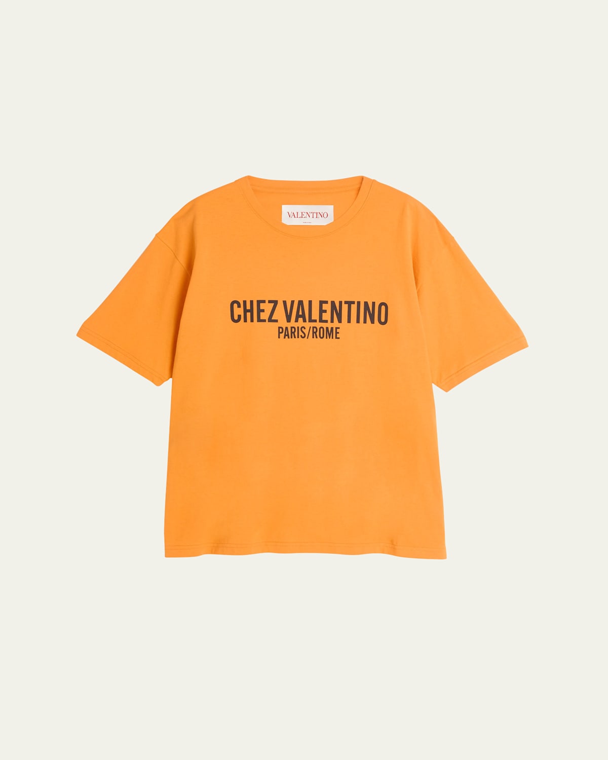 Valentino Cotton T-shirt With Chez Print In Orange