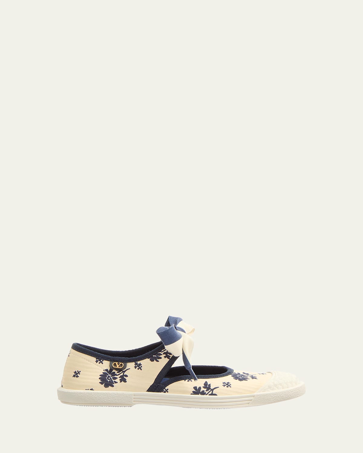 Valentino Bay By Bay Ballerina Rubber-trimmed Printed Silk-jacquard Sneakers In Burro-blu Marine Ivory