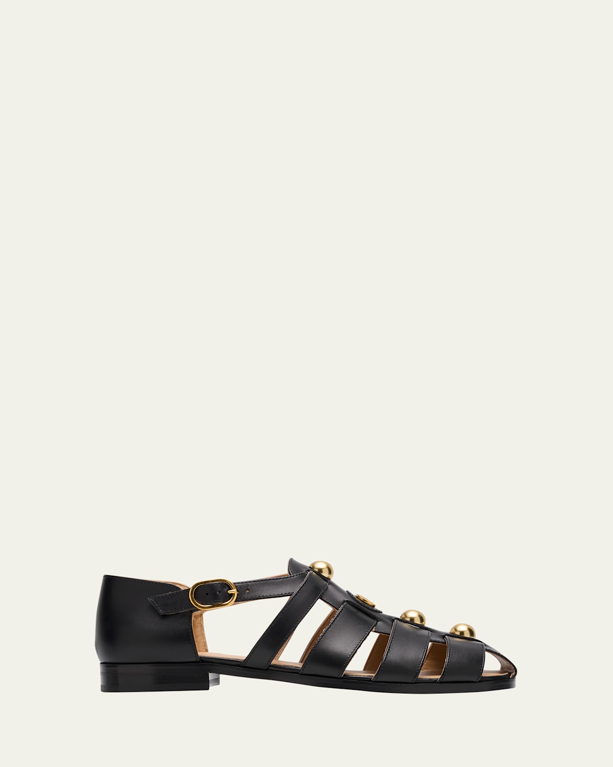 Valentino Flat Sandal In Nero
