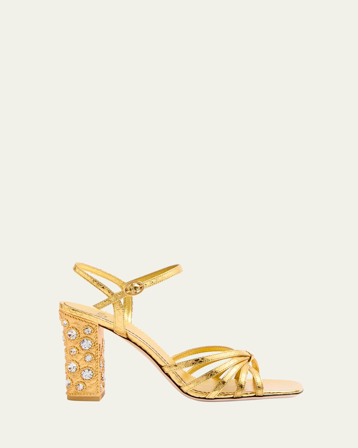 Valentino Preshoes High-heeled Sandals In Vintage Gold/crystal