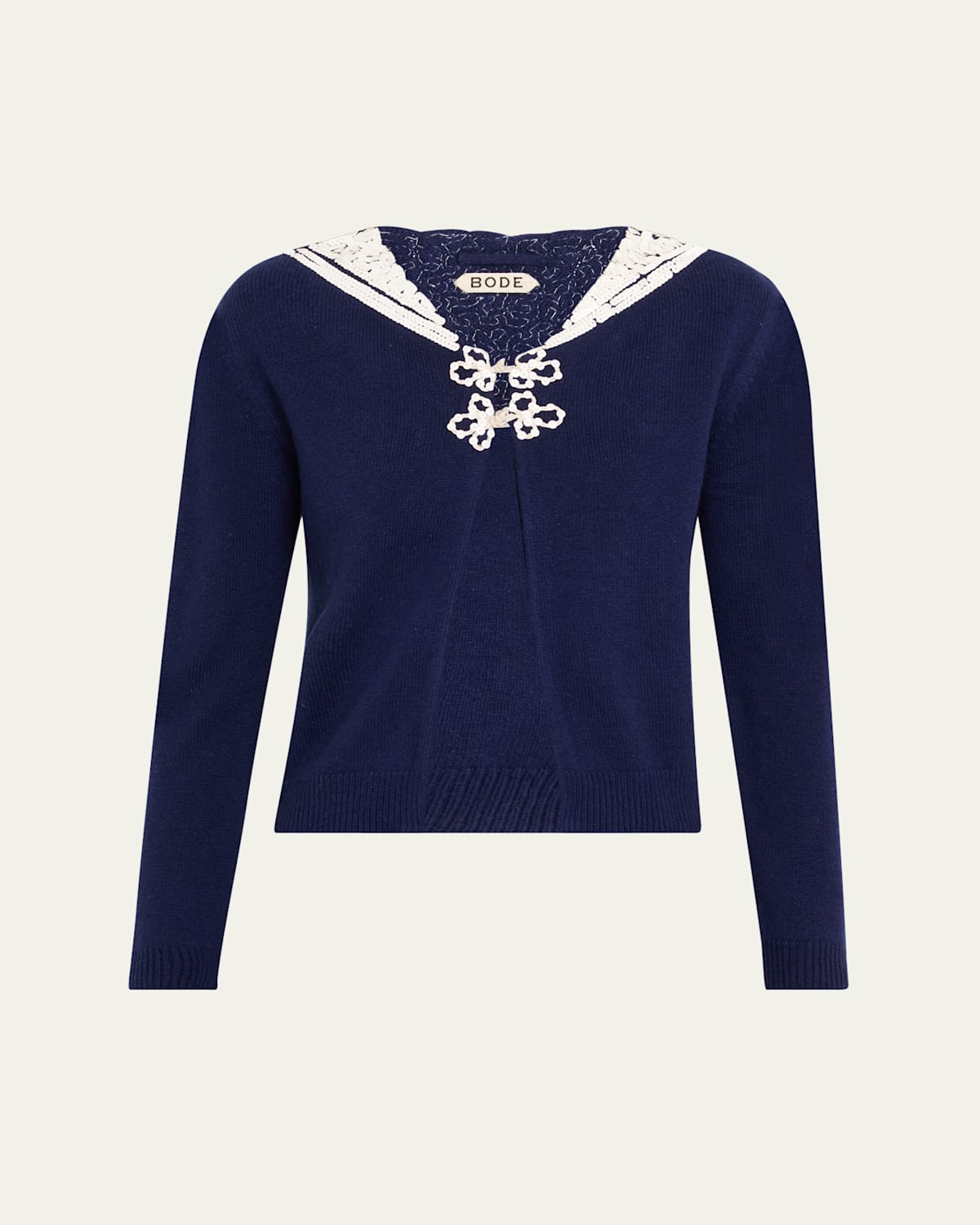 BODE ASTORIA SEQUINED SAILOR COLLAR CARDIGAN 