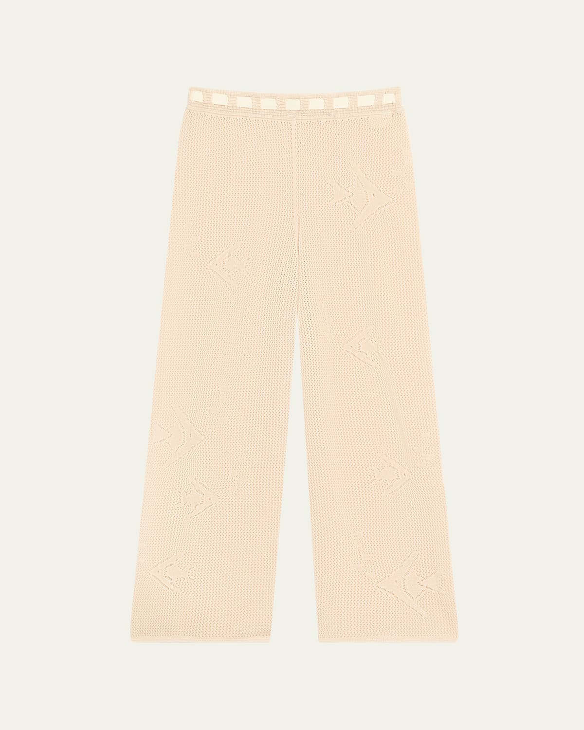 Shop Bode Angel Fish Knit Lace Joggers In Cream