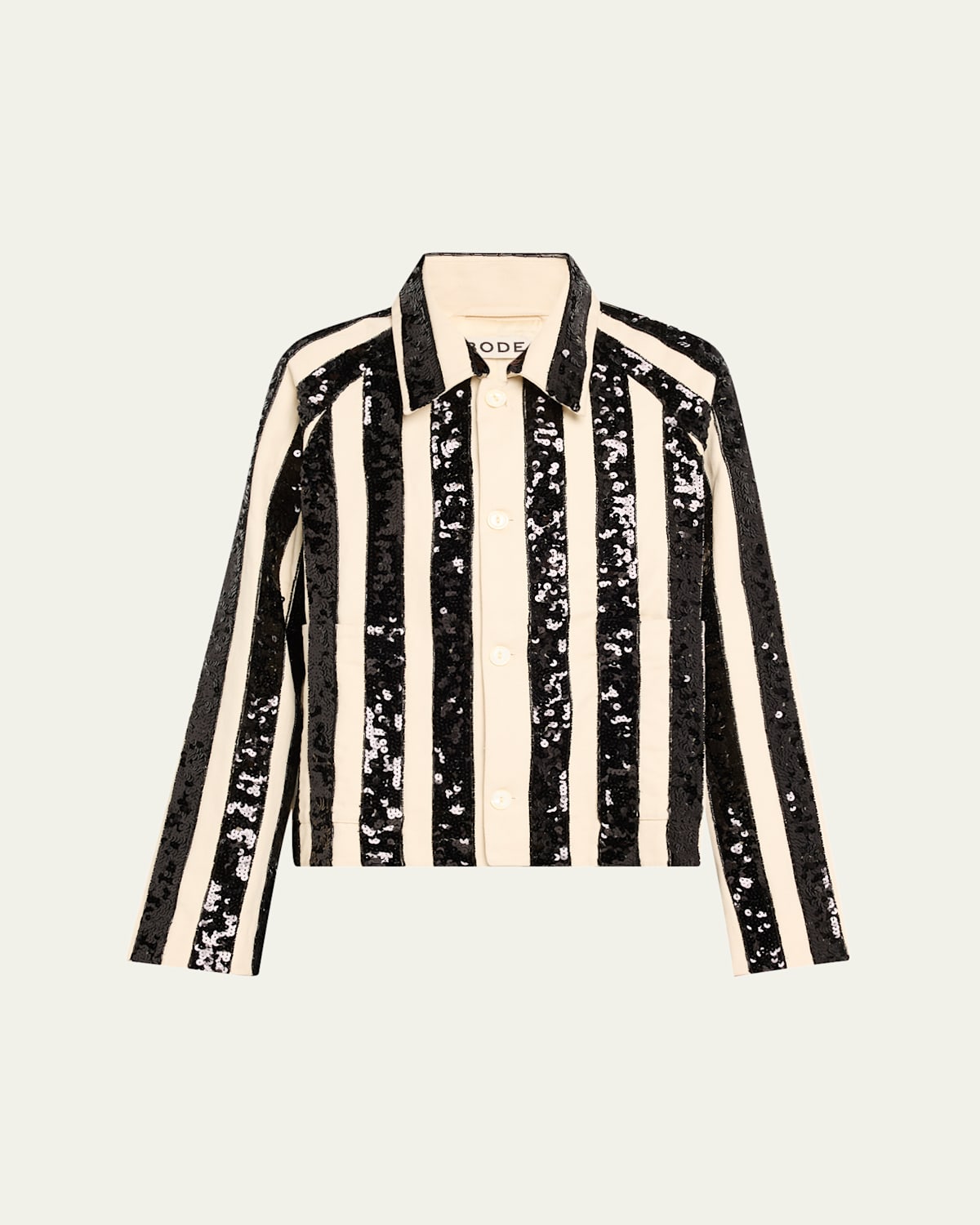 BODE GRANDSTAND SEQUINED STRIPE CROPPED JACKET 