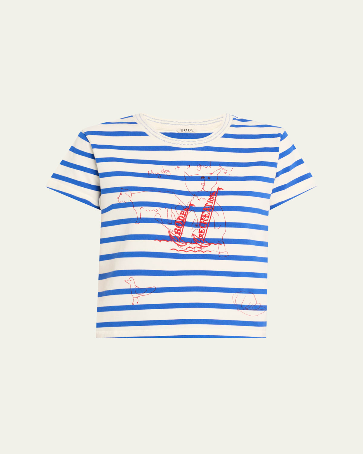Shop Bode Margate Sails Striped Tee In Blmlt