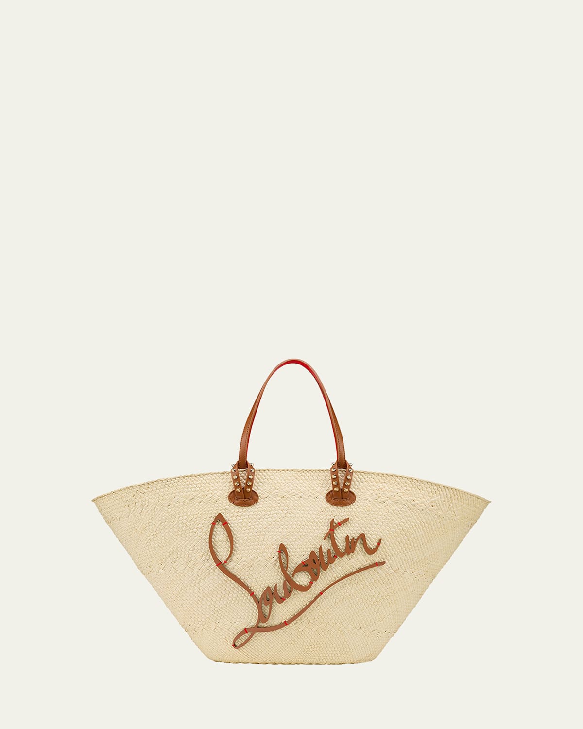 Shop Christian Louboutin Cabata Mini Basket Tote Bag In Raffia In Natural/cuoio