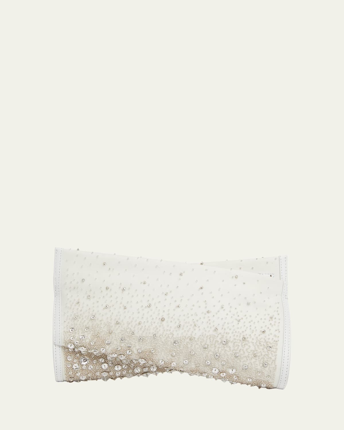 Christian Louboutin Loubitwist Small Embellished Satin Clutch Bag In Bianco/crystal