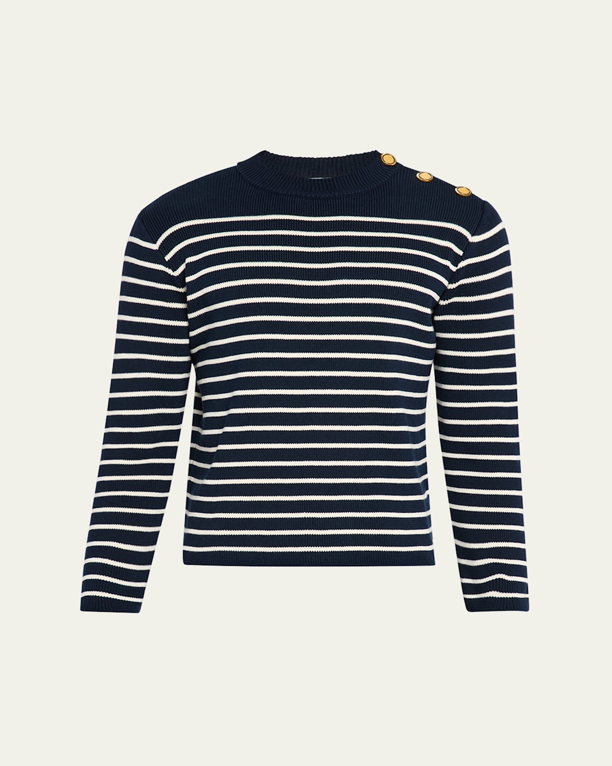Valentino Men's Striped Button-shoulder Sweater In Black
